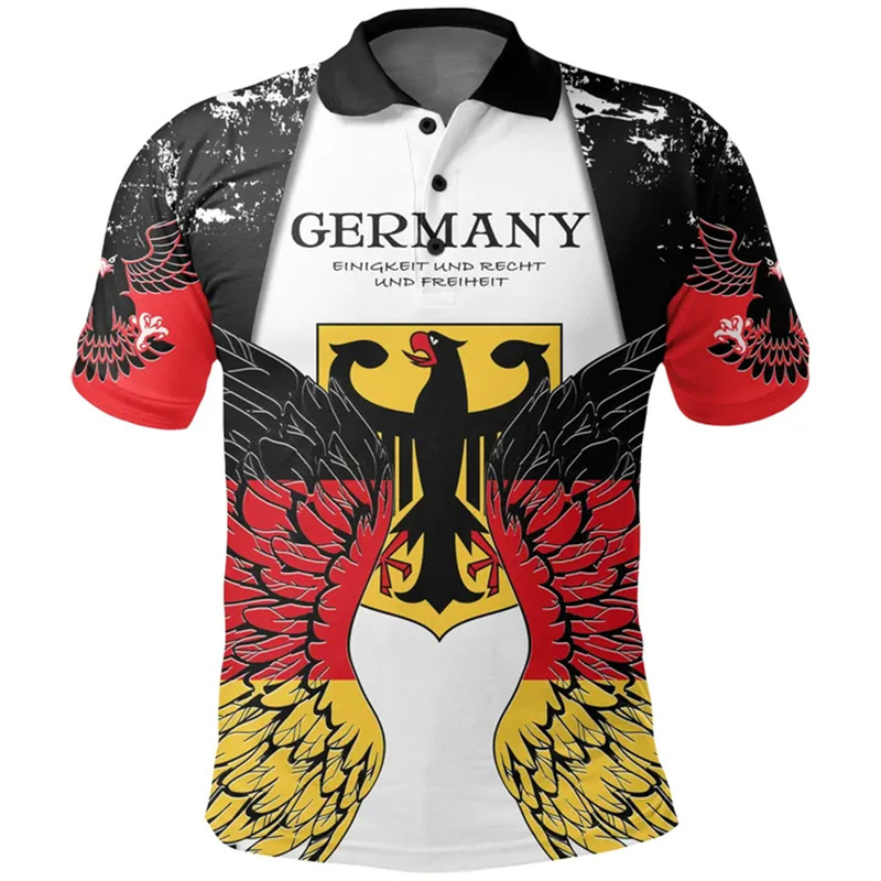 Street Fashion Germany - Camisa polo alemã com brasão de