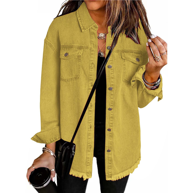 Street Fashion Europe - Jaqueta de Camisa Jeans Feminina Lavada