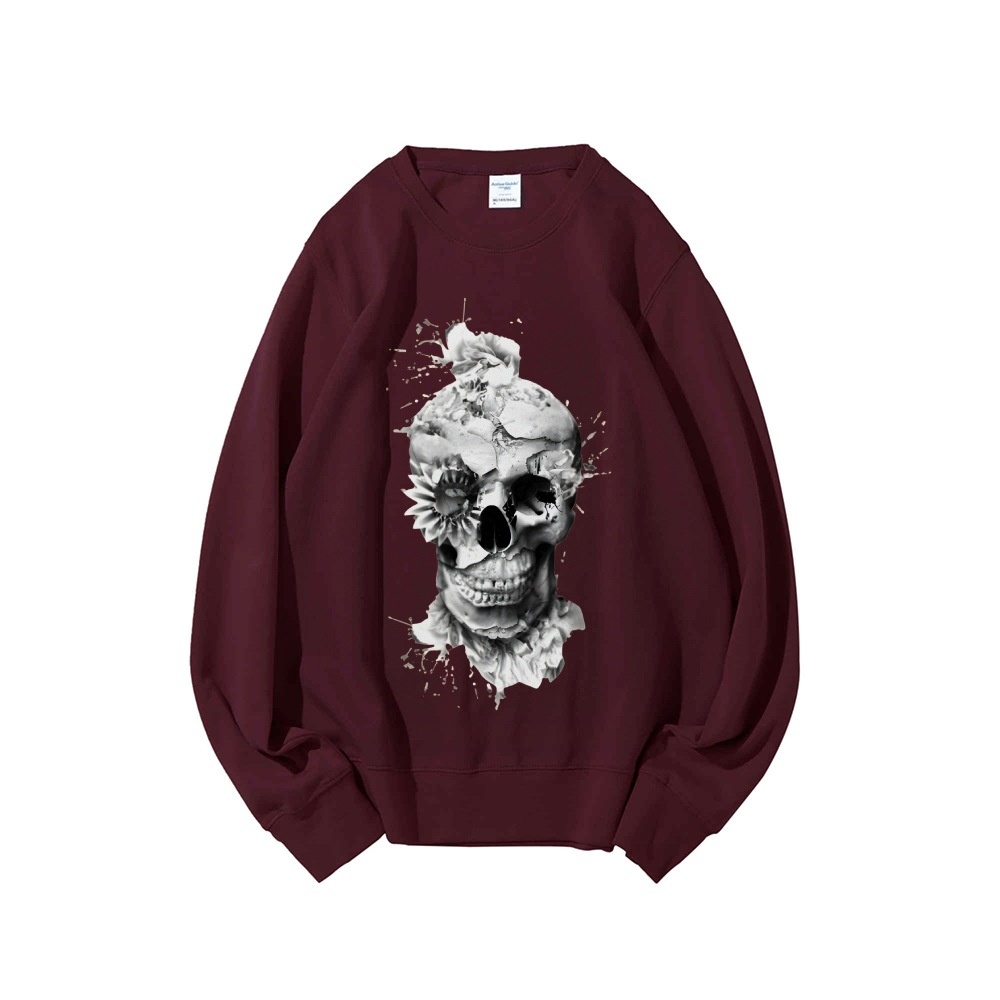 Crânio impressão oversized mol - Oversized Crewneck Fleece avaliação e preço